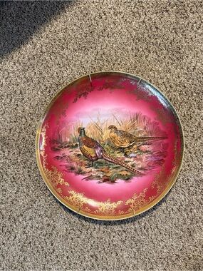 STW Bavaria West Germany Rubin Red & Gold Pheasant Plate